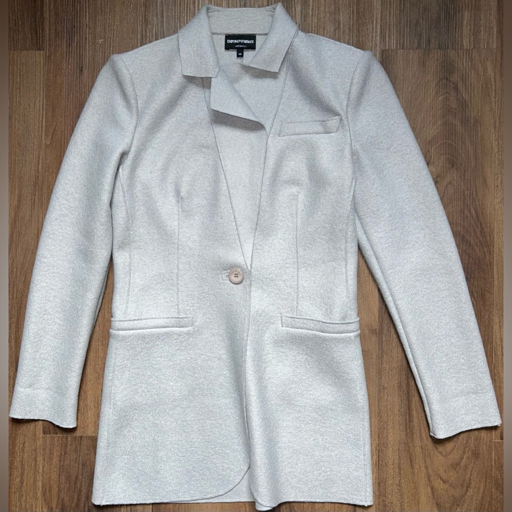 Emporio Armani Gray Knit Blazer Sz 40 Minimalist Italy Wool Jacket